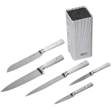 ZESTAW 5 NOŻY W BLOKU SZEFA KUCHNI SANTOKU KM5041