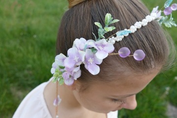 opaska stroik kwiaty perły komunia wesele