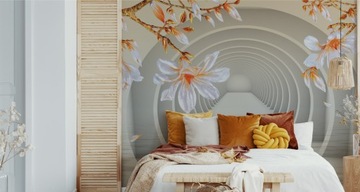 Оптические фотообои 3D туннель цветы гостиная 270x405