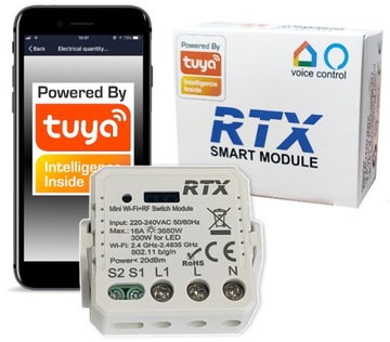 RTX Moduł TUYA Przekaźnik sterowany WiFi POMIAR ENERGII