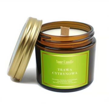 Świeca Sojowa Zapachowa Z Drewnianym Knotem Trawa Cytrynowa 120 Ml - Your C