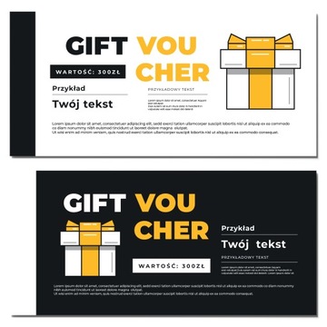 Vouchery prezentowe żółte GIFT MAT 99x210mm 350g DARMOWY PROJEKT 250 sztuk