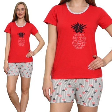 Piżama damska Szorty i Koszulka z ananasem Krótka