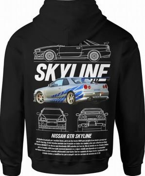 BLUZA MĘSKA Z KAPTUREM NISSAN SKYLINE GTR AUTO MOTO SAMOCHODY - S