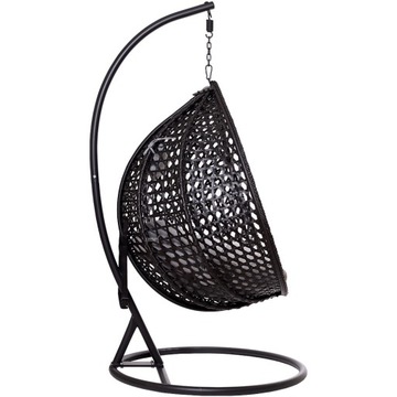 ПОДВЕСНОЙ СТУЛ садовая корзина-качалка-кокон МАЙОРКА - ЧЕРНЫЙ ГРУБОГО ПЛЕТЕНИЯ