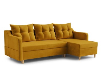 NAROŻNIK ROZKŁADANY SOFA NAROŻNA Z FUKCJĄ SPANIA NOGI DREWNO 224X146 Rollo