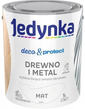 JEDYNKA DECO PROTECT КРАСКА ДЛЯ ДЕРЕВА МАТОВАЯ БЕЛАЯ 5л