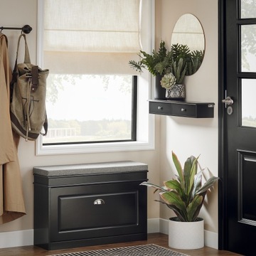 Книжный шкаф Настенная полка Подвесной стол для прихожей с ящиками Черный FRG43-SCH