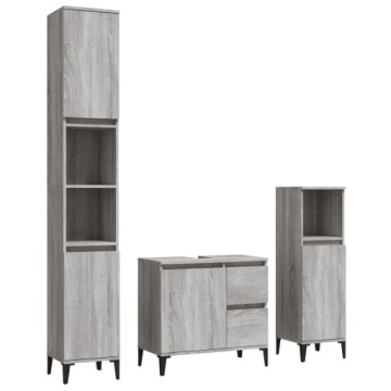 vidaXL Комплект шкафов для ванной комнаты из 3 предметов Sonoma Grey Oak