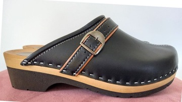 Czarne drewniaki damskie D14 38