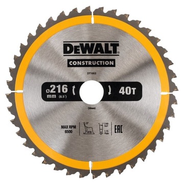 DT1953 DEWALT PIŁA DO DREWNA TARCZA 216x30mm 40z