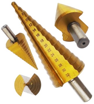 WIERTŁO STOŻKOWE STOPNIOWE HSS TYTAN 4-32 WIERTŁA