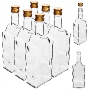BUTELKA NA WÓDKĘ 500ML 0,5L WINO NALEWKI BIMBER BIMBEREK KOREK ZAKRĘTKA 6X