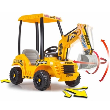 СВЕРХБОЛЬШОЙ ДЕТСКИЙ ЭКСКАВАТОР FEBER С АККУМУЛЯТОРНЫМ КОВШОМ 12 В