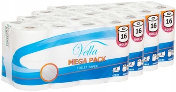 PAPIER TOALETOWY 64 rolki BIAŁY miękki Vella