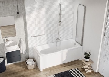 Шторка для ванны 80см белая