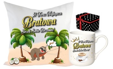 ŚMIESZNY PREZENT DLA BRATOWEJ KUBEK PODUSZKA