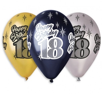 Balony Happy Birthday 18 metaliczne 6 szt.
