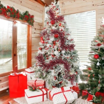 Рождественская гирлянда осень зима боярышник рябина ветка 145 см красный