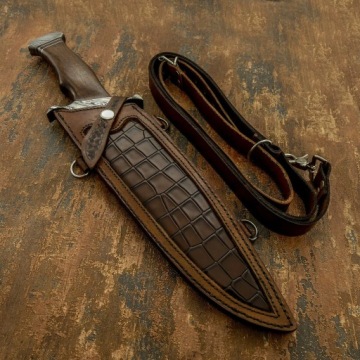 Охотничий нож IMPACT большой Bowie Rambo DAMASCUS сталь DAMAST DM 521