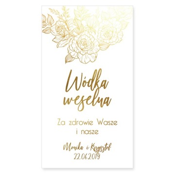 ETYKIETY Naklejki wesele wódka weselna złocone