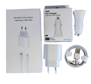 ŁADOWARKA SAMOCHODOWA USB C 20W DO IPHONE +WTYCZKA