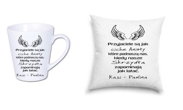 Kubek latte + poduszka dla przyjaciółki z imionami