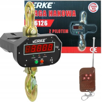 ELEKTRONICZNA WAGA HAKOWA 3000kg PODWIESZANA DŹWIGOWA 3T z PILOTEM WISZĄCA