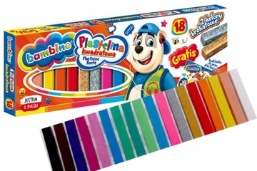 BAMBINO PLASTELINA SZKOLNA 18 ZŁOTA SREBRNA +GRATI