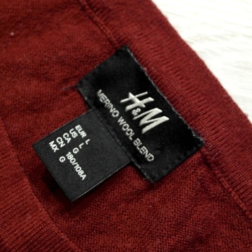 H&M _ WEŁNIANY PIĘKNY CIEPŁY SWETER Z LOGO _ L/XL