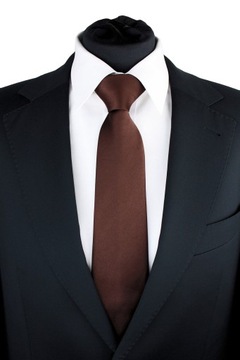 KRAWAT KLASYCZNY MĘSKI SZEROKI GORZKA CZEKOLADA