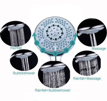 SŁUCHAWKA PRYSZNICOWA 5-FUNKCYJNA start-stop DUŻA