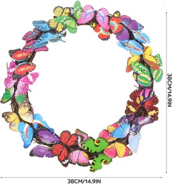 ВЕСЕННИЙ ВЕНОК НА ДВЕРЬ УКРАШЕНИЕ БАБОЧКОЙ 3D ПЛЕТЕННЫЙ ВЕНОК
