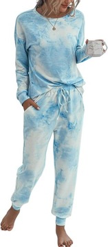 Dwuczęściowy zestaw piżam damskich Tie Dye Casualowa bluza z długim rękawem, S