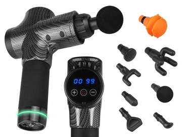 PISTOLET DO MASAŻU MOCNY MASAŻER MASSAGE GUN PRO 9 GŁOWIC PREZENT