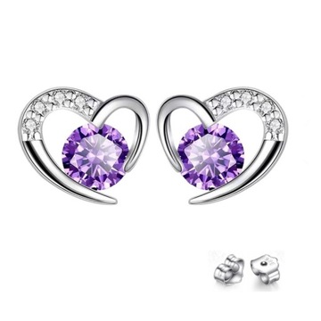 BEAUTIFUL Kolczyki Srebrne DAMSKIE Z ZIRCONIA Serce