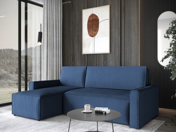 NAROŻNIK W SZTRUKSIE ELROY 240X150 FUNKCJA SPANIA
