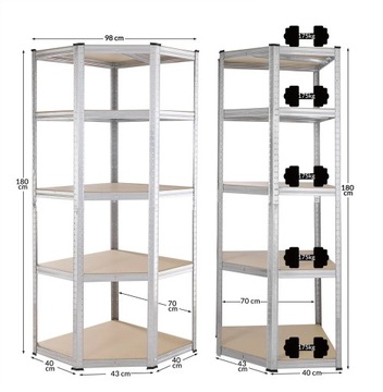 ПОЛКА МЕТАЛЛИЧЕСКАЯ УГЛОВАЯ 2в1 ГАРАЖНОЕ ХРАНЕНИЕ 180см 875кг