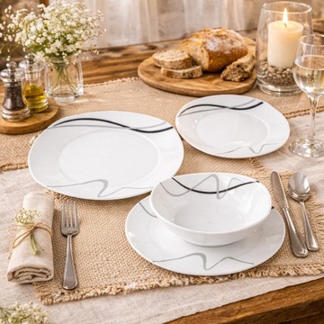 УЖИННЫЙ СЕРВИС НАБОР ТАРЕЛОК НА 6 ЧЕЛОВЕК НАБОР ТАРЕЛОК 18 ЭЛЕМЕНТОВ WAVE