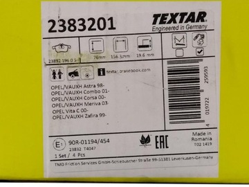 Колодки тормозные 2383201 FRONT ASTRA G H