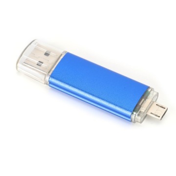 Мини-металлический USB-накопитель 4 Гб ярко-синего цвета с двойной OTG-головкой CW10050