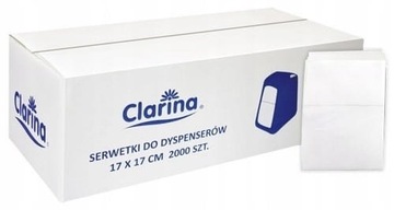 Serwetki białe dyspenser 17x17cm - 2000szt Clarina