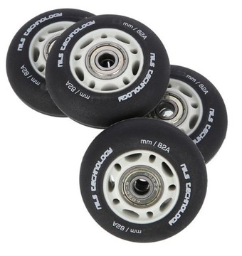 Zestaw kółek do rolek do jazdy NILS 80mm + łożyska ABEC- 9 czarne matowe