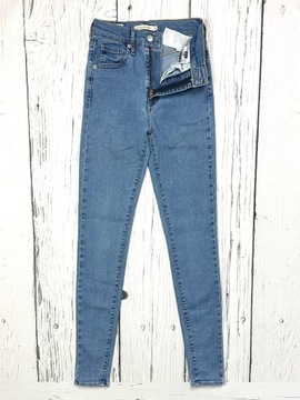 LEVIS MILE HIGH SUPER SKINNY Jeansy Rurki Damskie Wysoki Stan Logowane W25