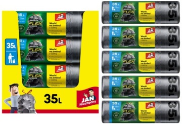 JAN NIEZBĘDNY мешки для мусора FLEX & STRONG MEGA STRONG STAMPING 35л 75 шт.