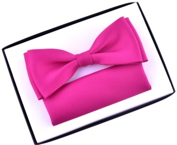 FUKSJOWA MUCHA MĘSKA MUSZKA MATOWA Z POSZETKĄ