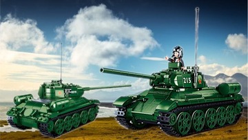 Строительные блоки Танк Т-34/85 РУДИ 102 ЗЕЛЕНАЯ версия Военная фигурка Армия + ОРУЖИЕ LEGO