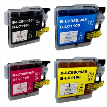 4x Tusz Do Brother LC980 LC985 LC1100 DCP-J125 J140W DCP-J315W J415 515 KPL