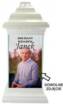 ZNICZ Szklany na grób ZE ZDJĘCIEM napisem grawer