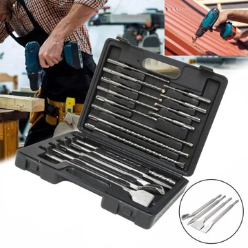 НАБОР СВЕРЛ И ДОЛОТО СВЕРЛА ДОЛОТА ДЛЯ БЕТОННОЙ КЛАДКИ SDS+ PLUS СВЕРЛЕНИЕ ДЛЯ РУБКИ